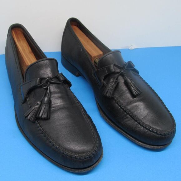 Allen Edmonds Urbino Mens Black Leather Tassel Loafers Size US 10 D Italy - Picture 1 of 16